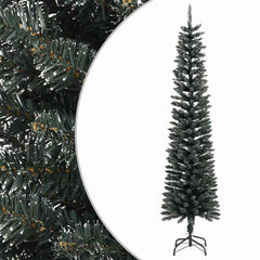 vidaXL Artificial Slim Christmas Tree with Stand Green 240 cm PVC 1