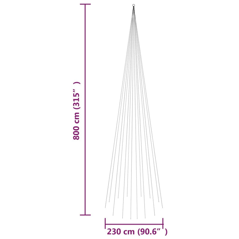 Christmas Tree on Flagpole Warm White 1134 LEDs 800 cm