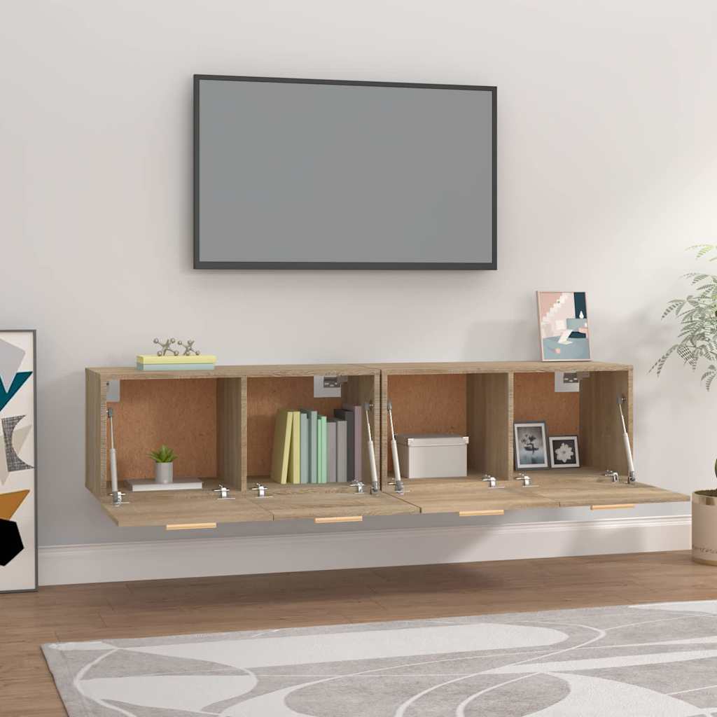 vidaXL Wall Cabinets 2 pcs Sonoma Oak 80x35x36.5 cm Engineered Wood 3