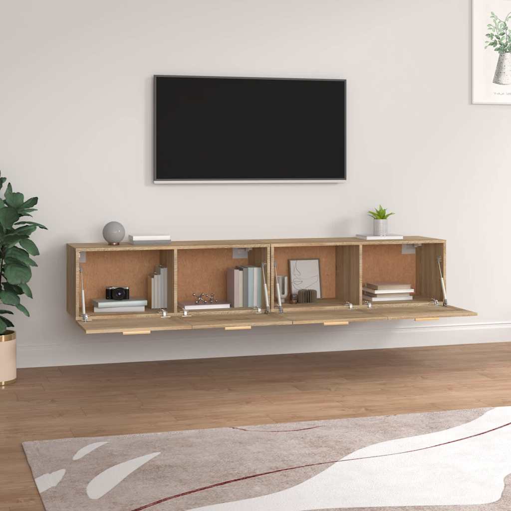 Wall Cabinets 2 pcs 60x36,5x35 cm Engineered Wood Depth 36.5 cm Sonoma oak 100 cm