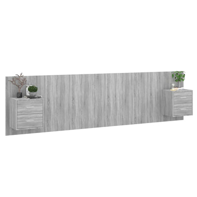 Bed Headboard with Cabinets Grey Sonoma Engineered Wood