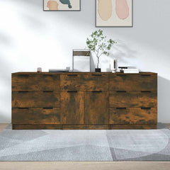 3 Piece Sideboards Engineered Wood Smoked oak