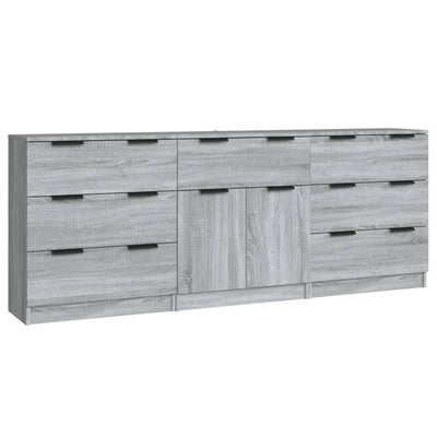 3 Piece Sideboards Grey Sonoma Engineered Wood