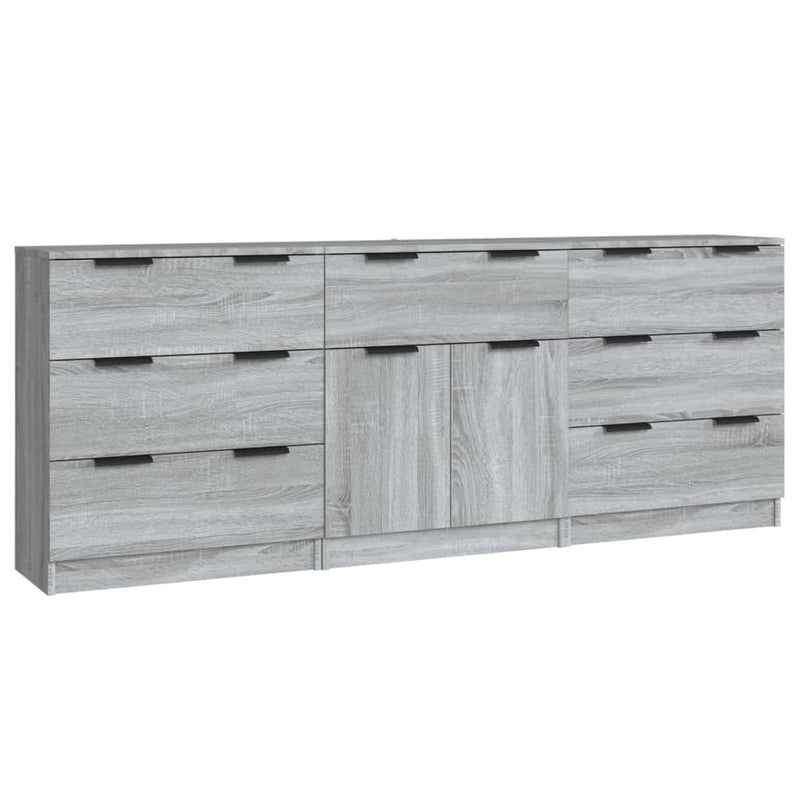 3 Piece Sideboards Grey Sonoma Engineered Wood