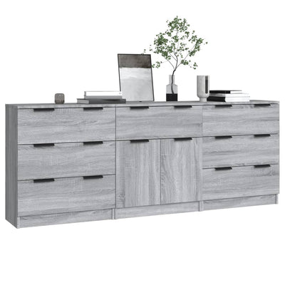 3 Piece Sideboards Grey Sonoma Engineered Wood