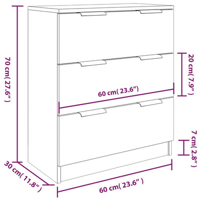 3 Piece Sideboards Grey Sonoma Engineered Wood