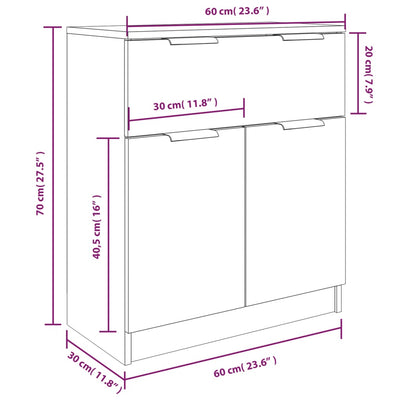 3 Piece Sideboards Grey Sonoma Engineered Wood