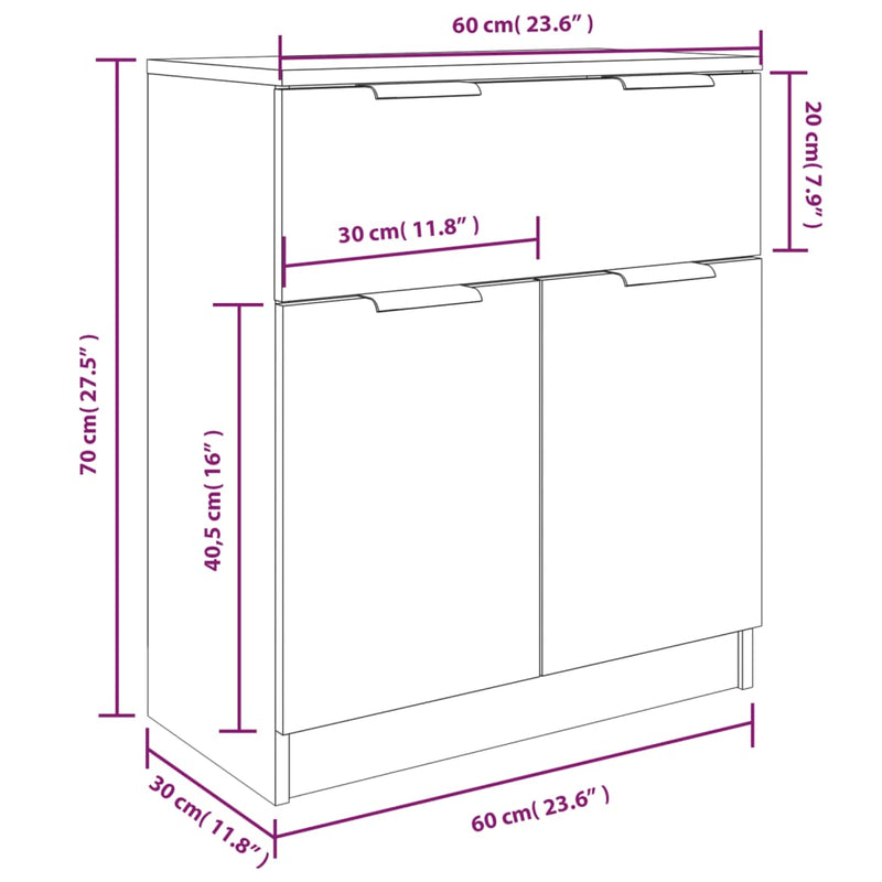 3 Piece Sideboards Grey Sonoma Engineered Wood