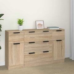 3 Piece Sideboard Set Engineered Wood Sonoma oak