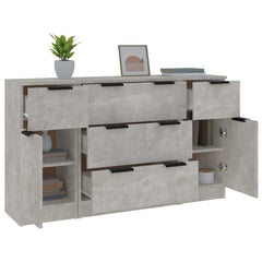 3 Piece Sideboard Set Engineered Wood Concrete grey