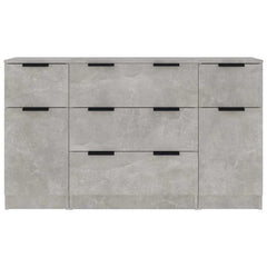 3 Piece Sideboard Set Engineered Wood Concrete grey