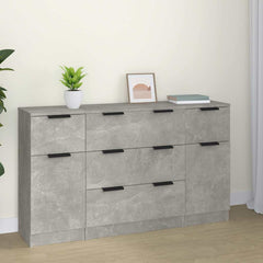 3 Piece Sideboard Set Engineered Wood Concrete grey