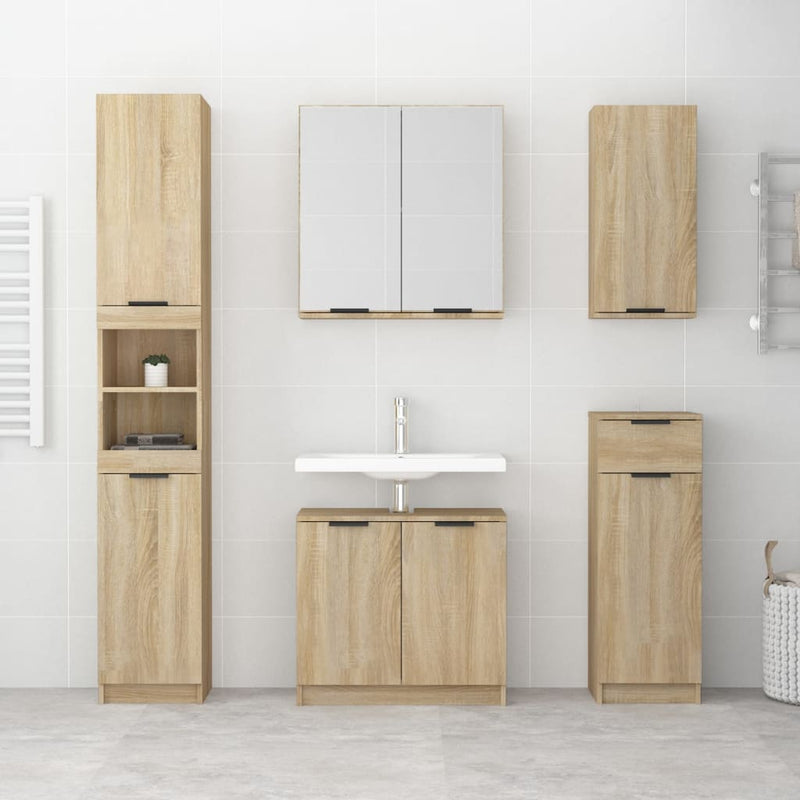 5 Piece Bathroom Cabinet Set Sonoma Oak Engineered Wood