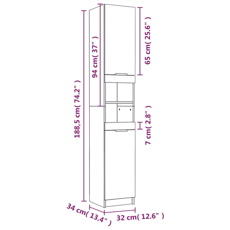 5 Piece Bathroom Cabinet Set Sonoma Oak Engineered Wood