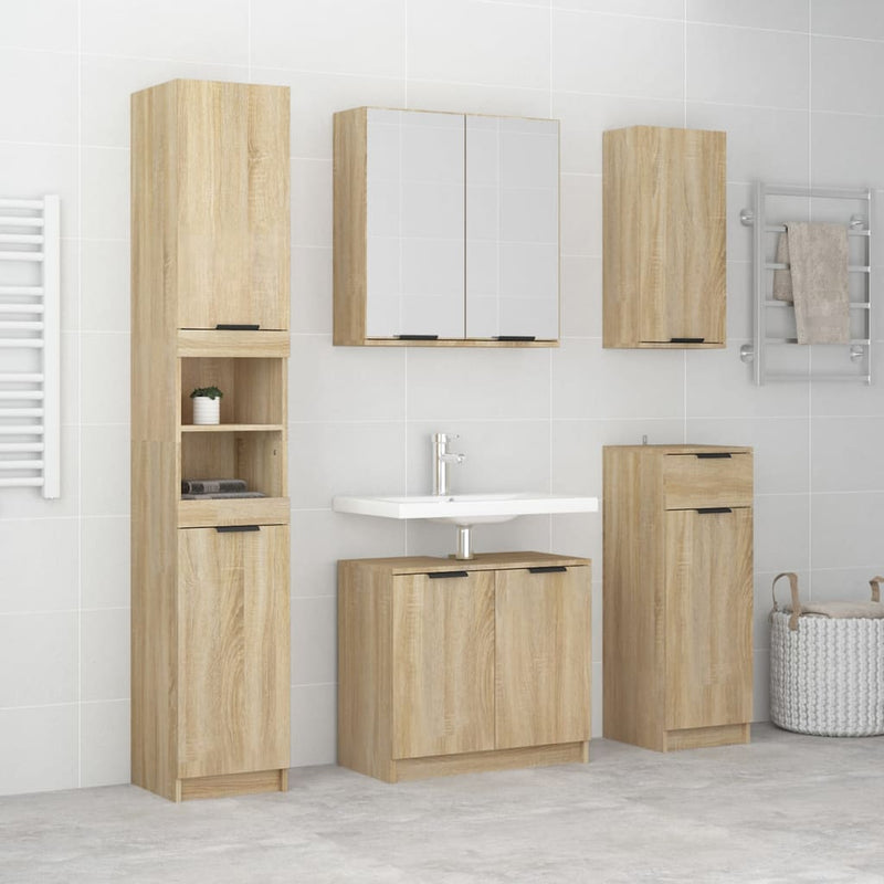 5 Piece Bathroom Cabinet Set Sonoma Oak Engineered Wood