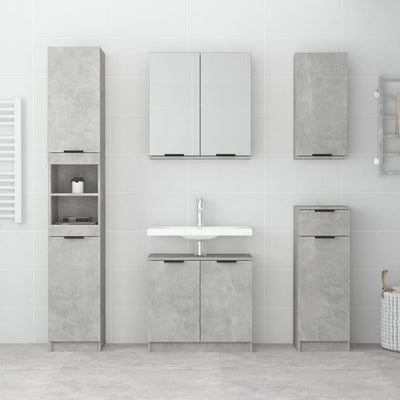 5 Piece Bathroom Cabinet Set Concrete Grey Engineered Wood