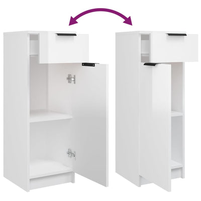 5 Piece Bathroom Cabinet Set High Gloss White Engineered Wood