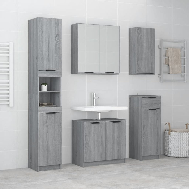 5 Piece Bathroom Cabinet Set Grey Sonoma Engineered Wood