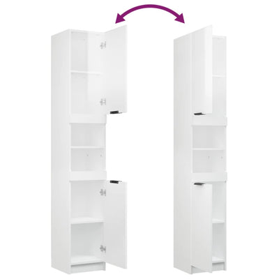 4 Piece Bathroom Cabinet Set High Gloss White Engineered Wood