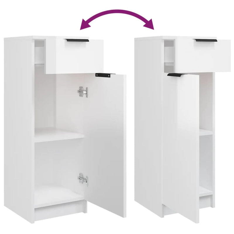 4 Piece Bathroom Cabinet Set High Gloss White Engineered Wood