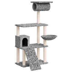 vidaXL Cat Tree with Sisal Scratching Posts Light Grey 131 cm 2