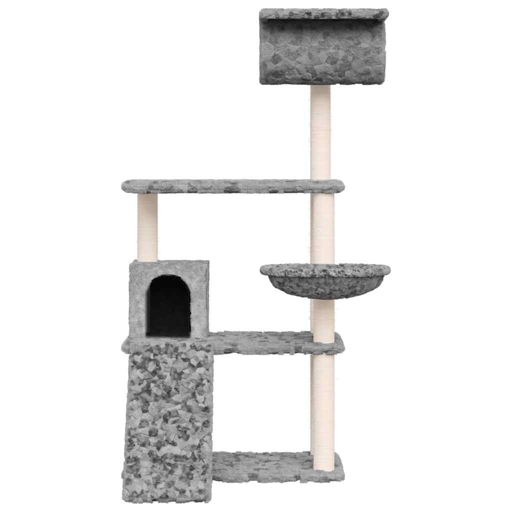 vidaXL Cat Tree with Sisal Scratching Posts Light Grey 131 cm 3