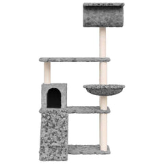 vidaXL Cat Tree with Sisal Scratching Posts Light Grey 131 cm 3