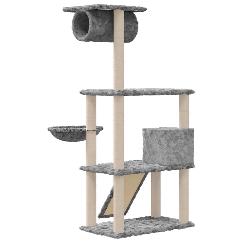 vidaXL Cat Tree with Sisal Scratching Posts Light Grey 131 cm 5