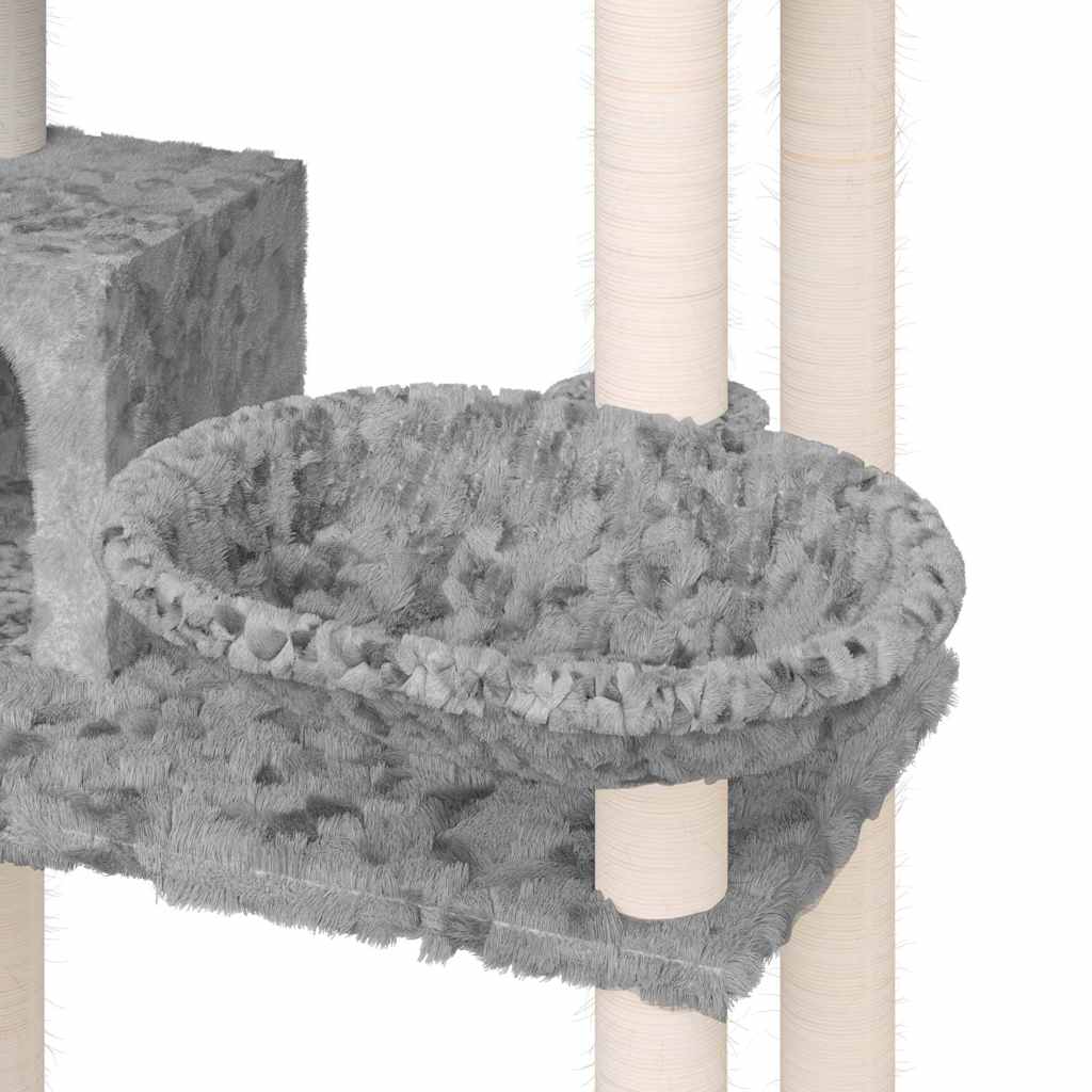 vidaXL Cat Tree with Sisal Scratching Posts Light Grey 131 cm 6