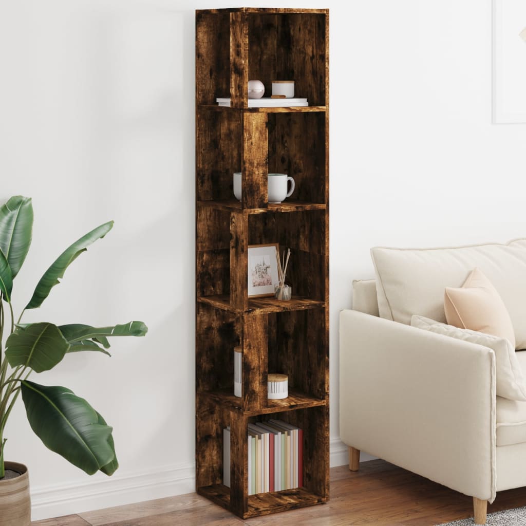 vidaXL Corner Cabinet Smoked Oak 33x33x164,5 cm Engineered Wood 1