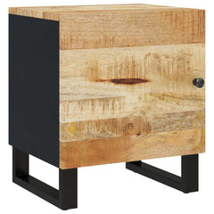vidaXL Bedside Cabinet | Black, Natural Wood | Solid Mango Wood, Iron | Compact 2