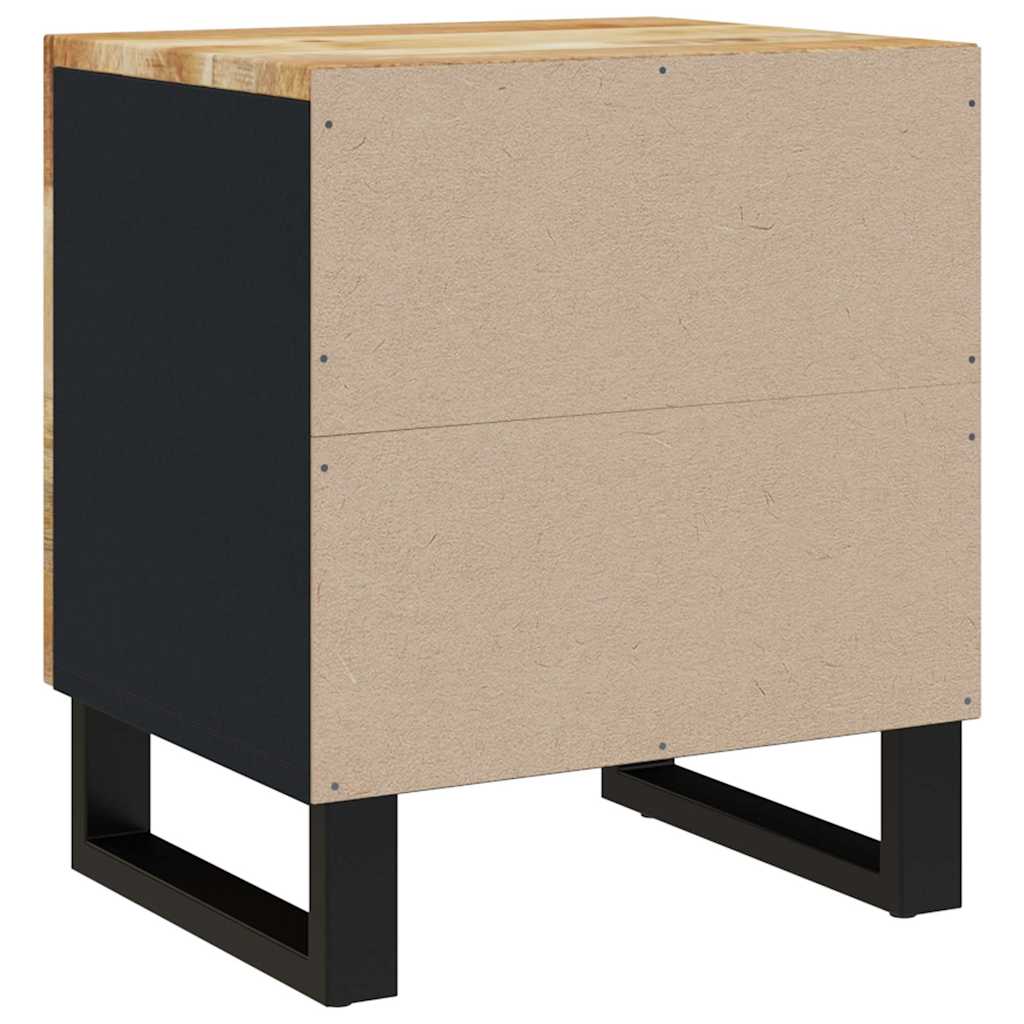 vidaXL Bedside Cabinet | Black, Natural Wood | Solid Mango Wood, Iron | Compact 4