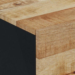 vidaXL Bedside Cabinet | Black, Natural Wood | Solid Mango Wood, Iron | Compact 5
