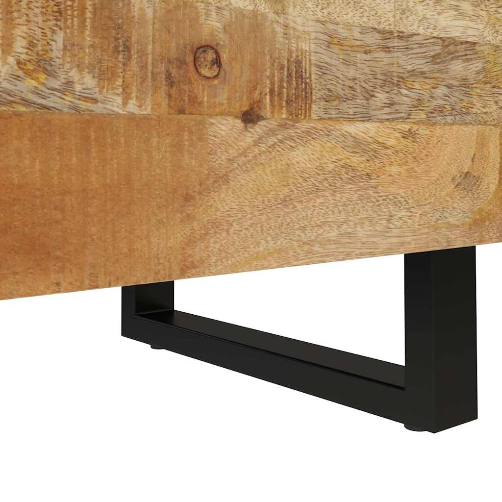 vidaXL Bedside Cabinet | Black, Natural Wood | Solid Mango Wood, Iron | Compact 6