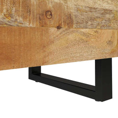 vidaXL Bedside Cabinet | Black, Natural Wood | Solid Mango Wood, Iron | Compact 6