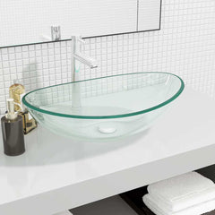 vidaXL Basin Tempered Glass 54.5x35x15.5 cm Transparent 1