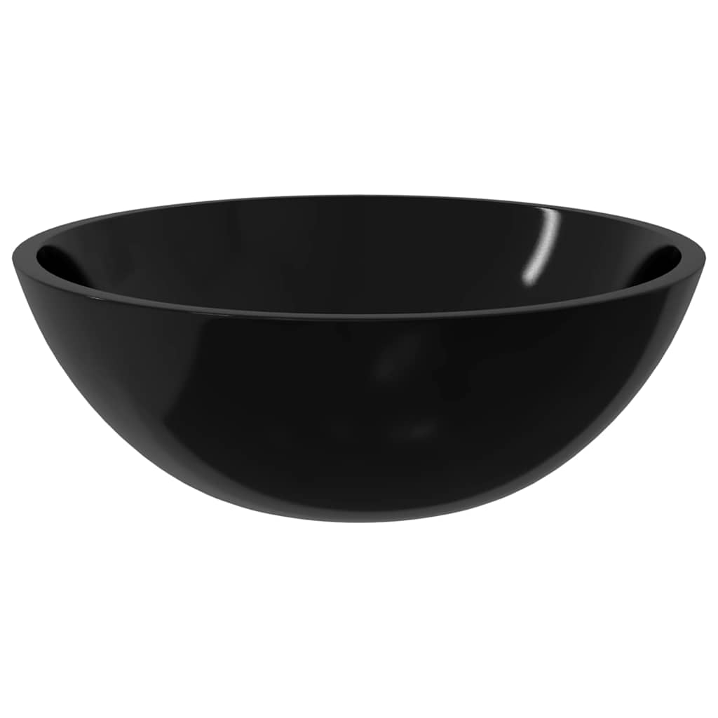 vidaXL Basin Glass 50x37x14 cm Black 4