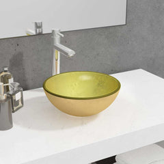 vidaXL Basin Tempered Glass 30x12 cm Gold 1