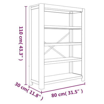 4-Tier Bookcase 80x30x110 cm Solid Wood Acacia