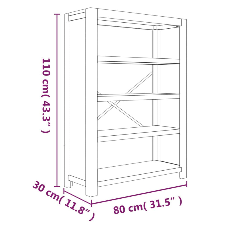 4-Tier Bookcase 80x30x110 cm Solid Wood Acacia