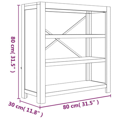 3-Tier Bookcase 80x30x80 cm Solid Wood Acacia