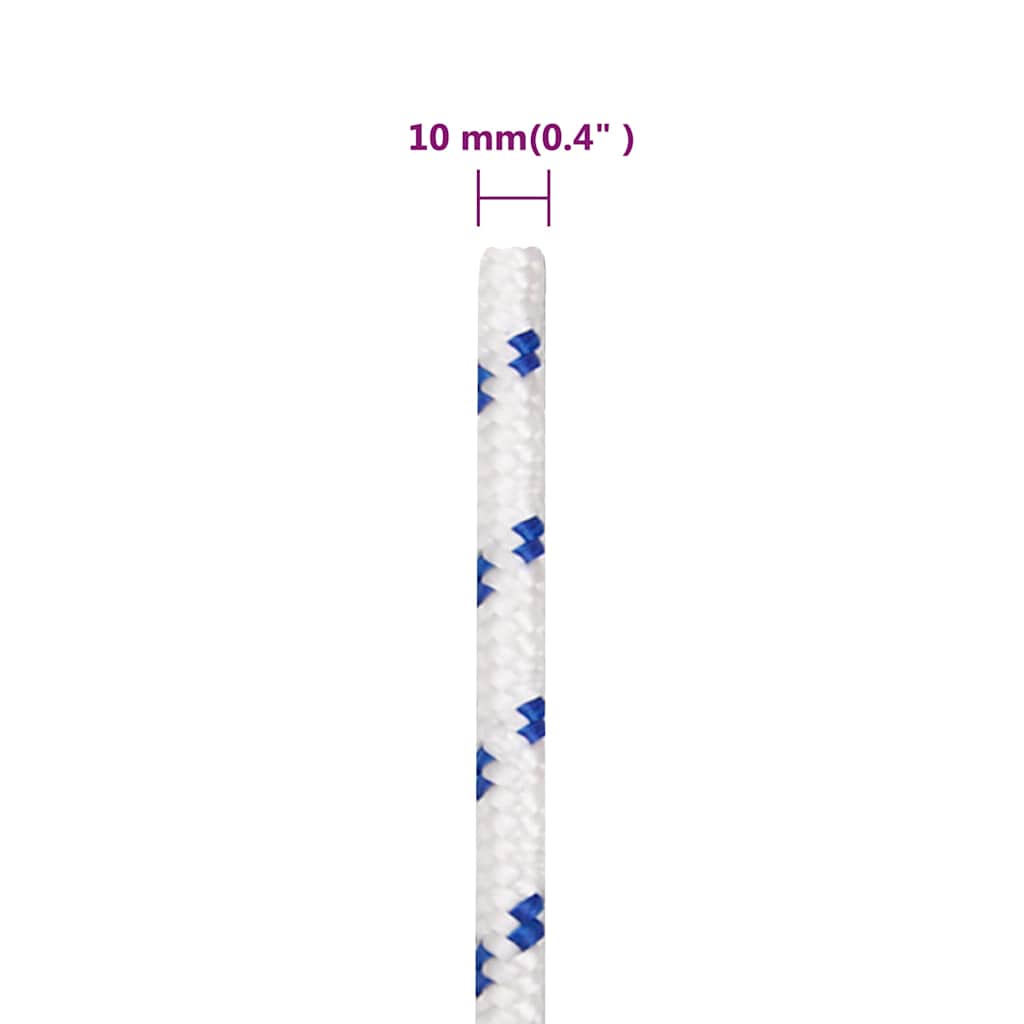 vidaXL Boat Rope White 10 mm 100 m Polypropylene 6