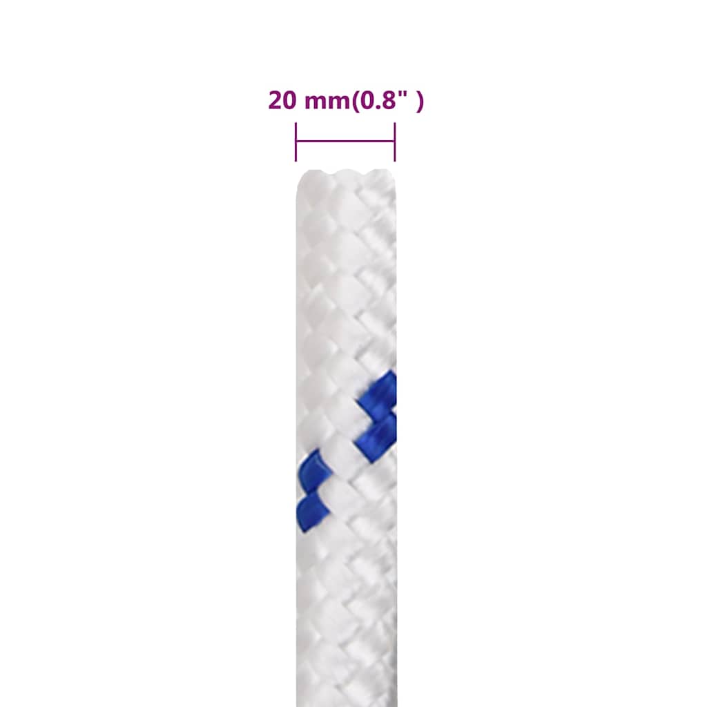 vidaXL Boat Rope White 20 mm 25 m Polypropylene 6