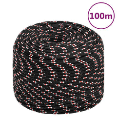 vidaXL Boat Rope Black 10 mm 100 m Polypropylene 1