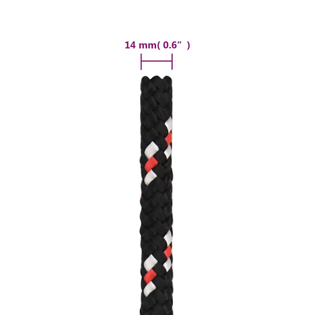 vidaXL Boat Rope Black 14 mm 100 m Polypropylene 6