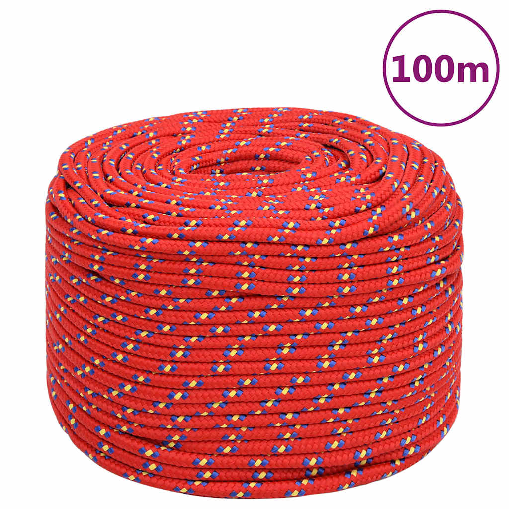 vidaXL Boat Rope Red 10 mm 100 m Polypropylene 1