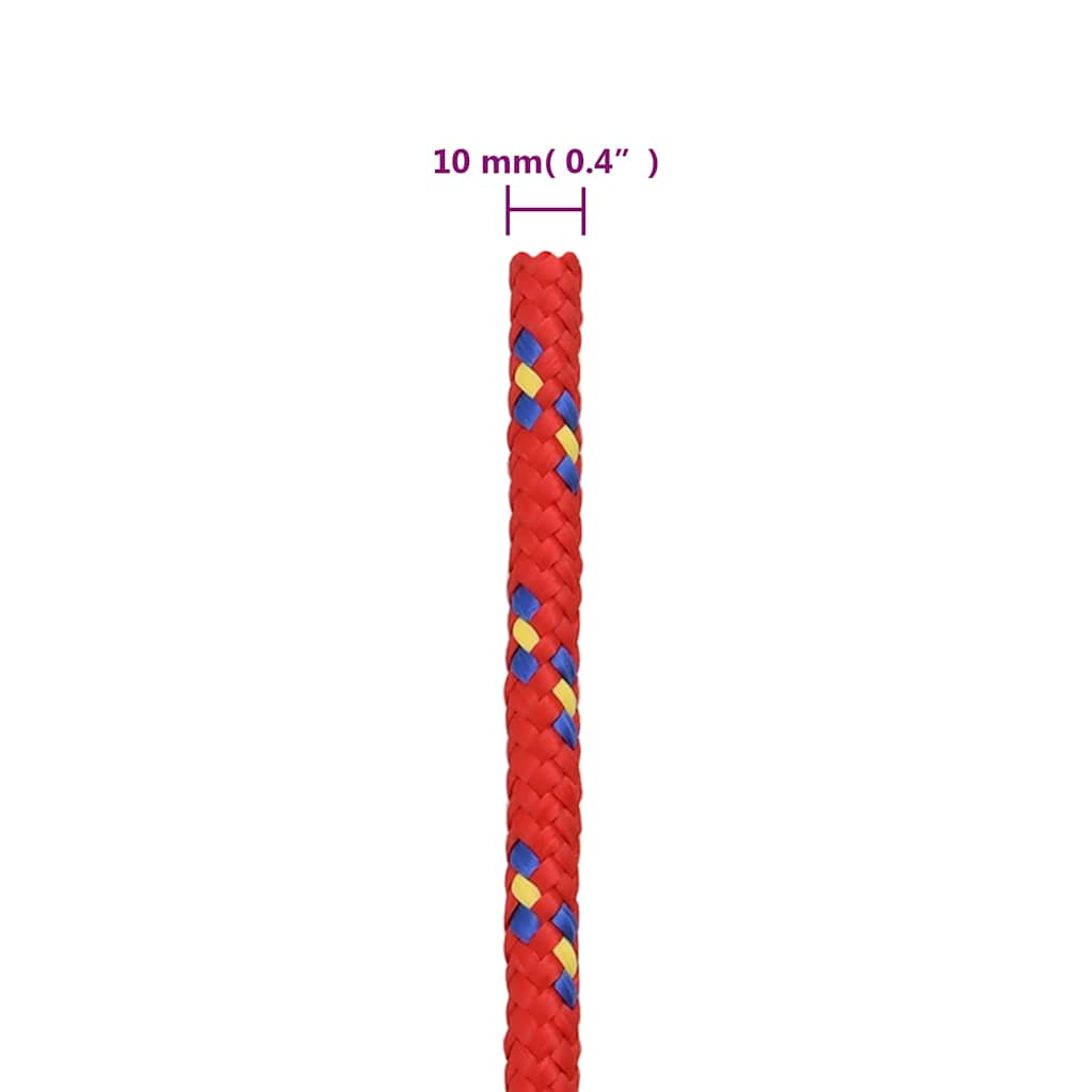 vidaXL Boat Rope Red 10 mm 100 m Polypropylene 6