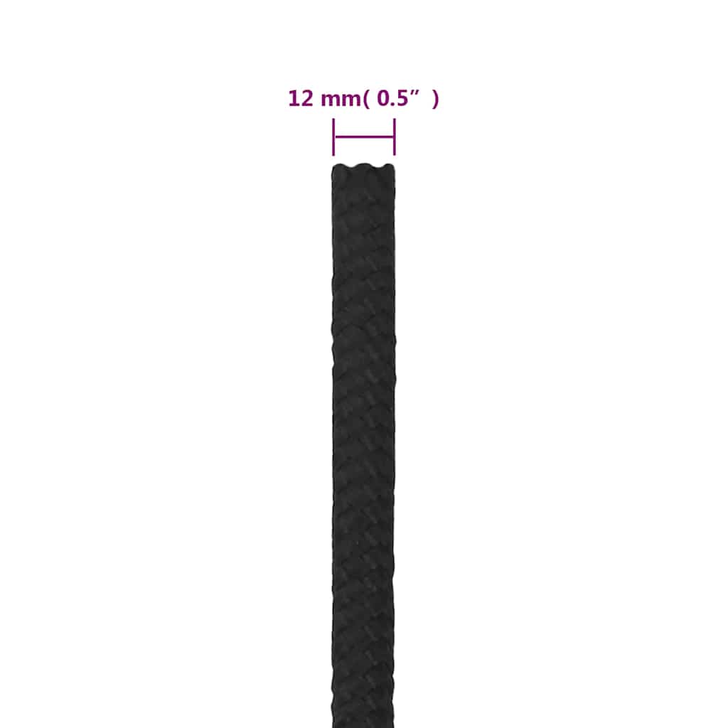 vidaXL Boat Rope Full Black 12 mm 100 m Polypropylene 6