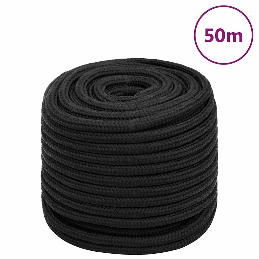 vidaXL Boat Rope Full Black 18 mm 50 m Polypropylene 1