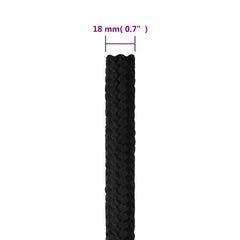 vidaXL Boat Rope Full Black 18 mm 50 m Polypropylene 6